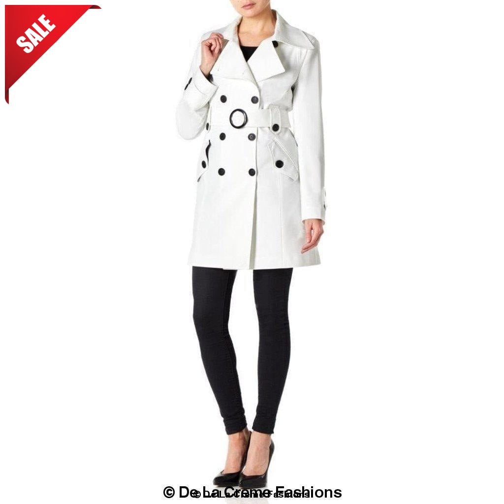 De La Creme Womens Mid Length Belted Mac Coat