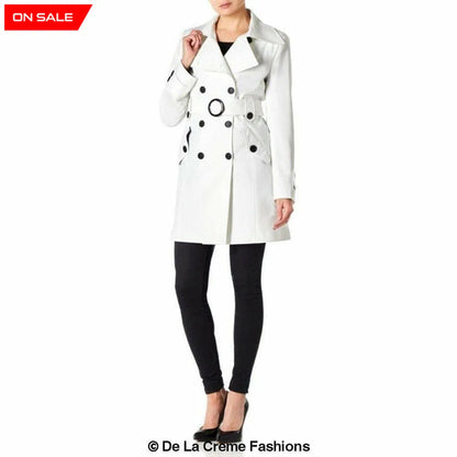 De La Creme Womens Mid Length Belted Mac Coat