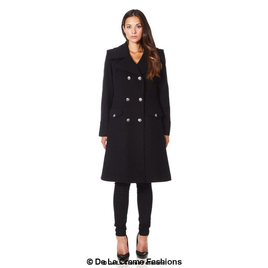 Wool Blend Double Breasted Midi Coat