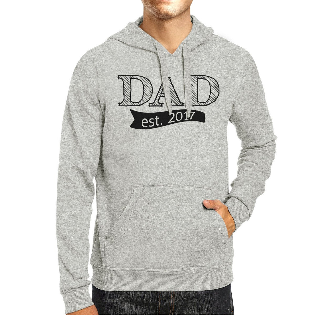 Dad Est 2017 Unisex Gray Hoodie For Fathers Day