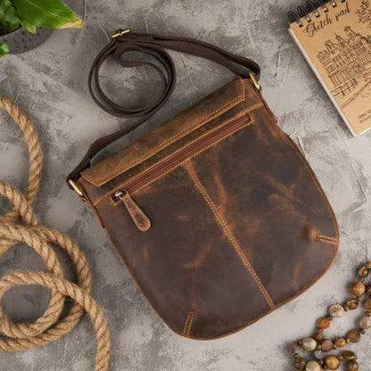 Elegant Leather Messenger Bag - Leather Handbag