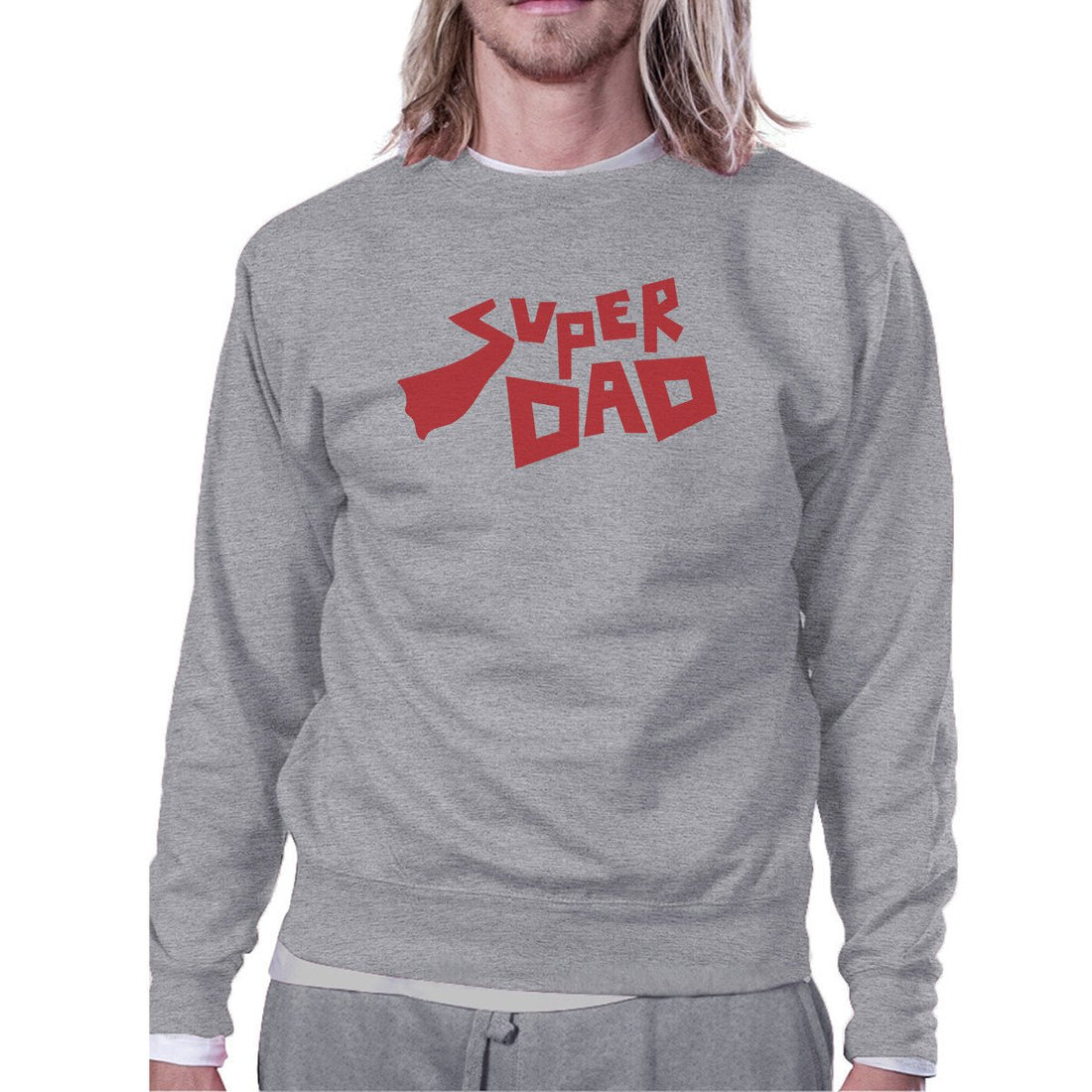 Super Dad Unisex Grey Cotton Sweatshirt Perfect