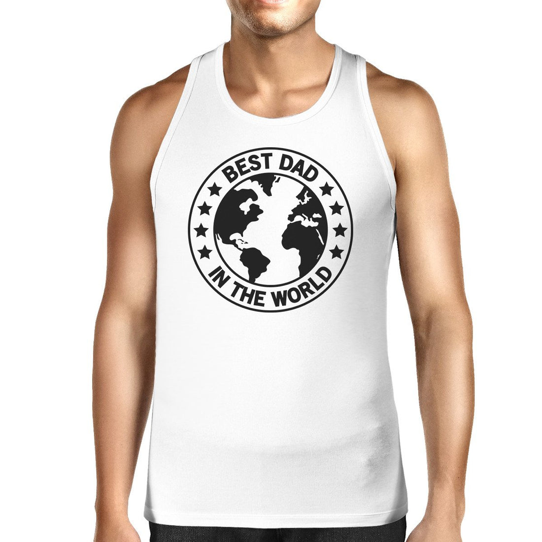 World Best Dad Mens White Cotton Tank Top Fathers