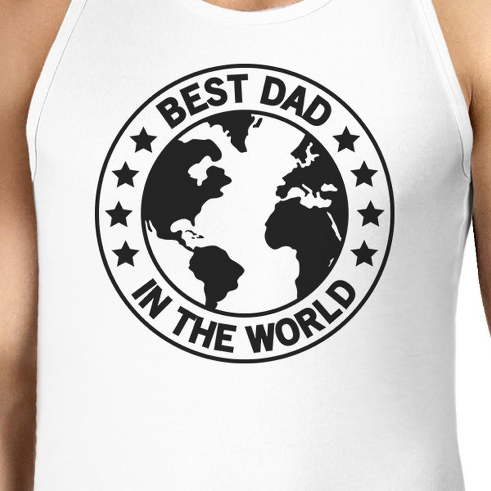 World Best Dad Mens White Cotton Tank Top Fathers