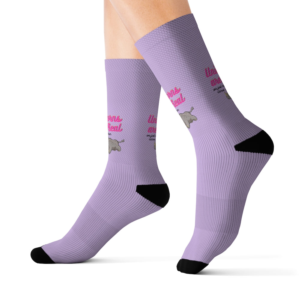 Unicorns Are Real Rhino Print Funny Novelty Socks