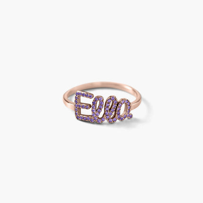 925 Sterling Silver Swarovski Stone Name Ring - Swarovski stone ring