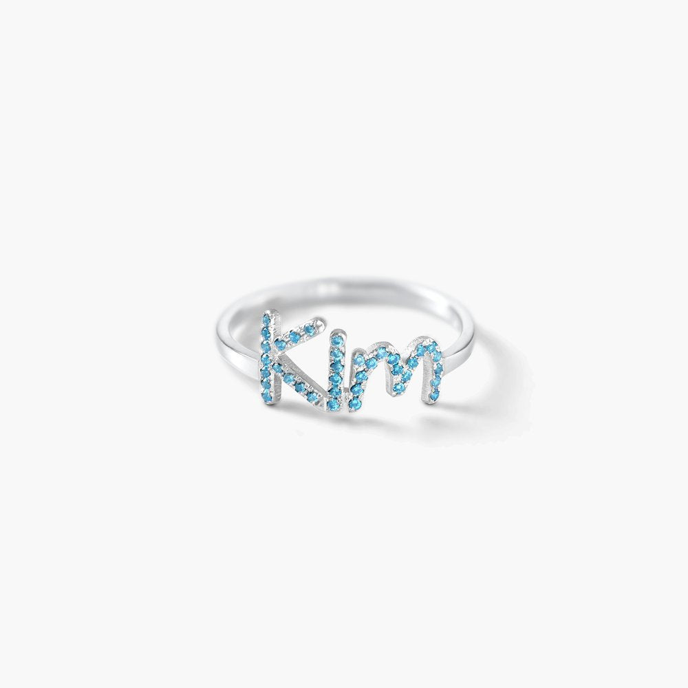 925 Sterling Silver Swarovski Stone Name Ring - Swarovski stone ring