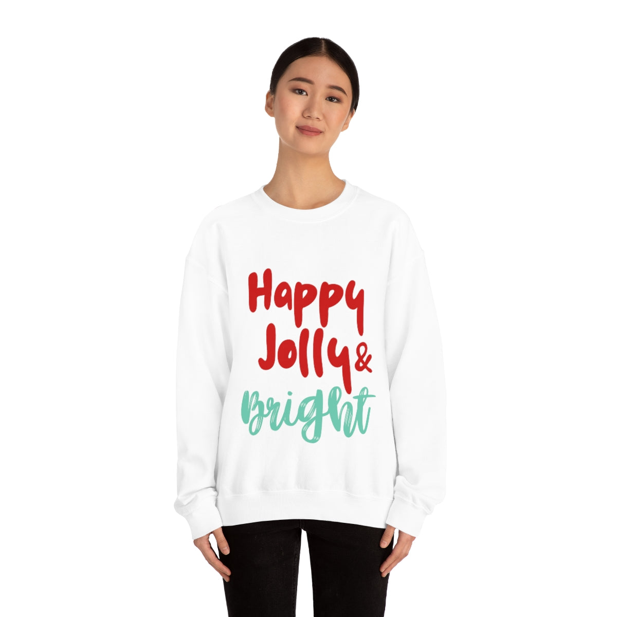 Womens Happy Jolly &amp; Bright Sweatshirt