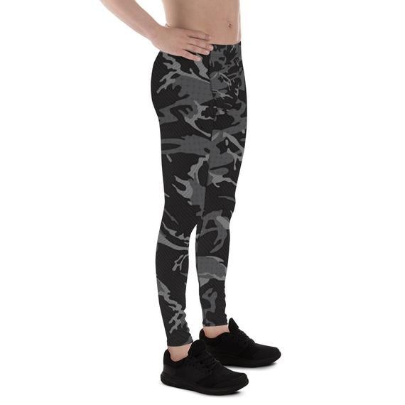 Mens Leggings - Black Camo Leggings