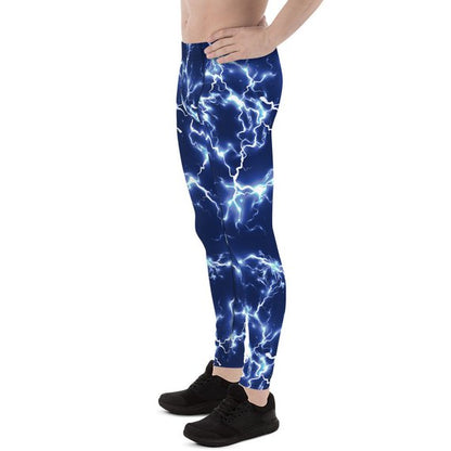 Mens Leggings - Blue Thunder Lightning Leggings