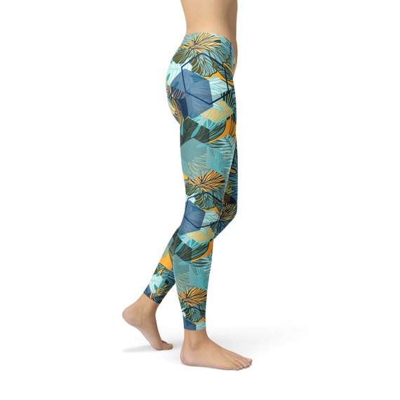 Womens Hexagon Floral Leggings