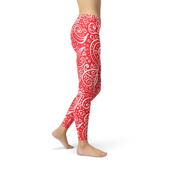 Abstract Floral Hearts Leggings