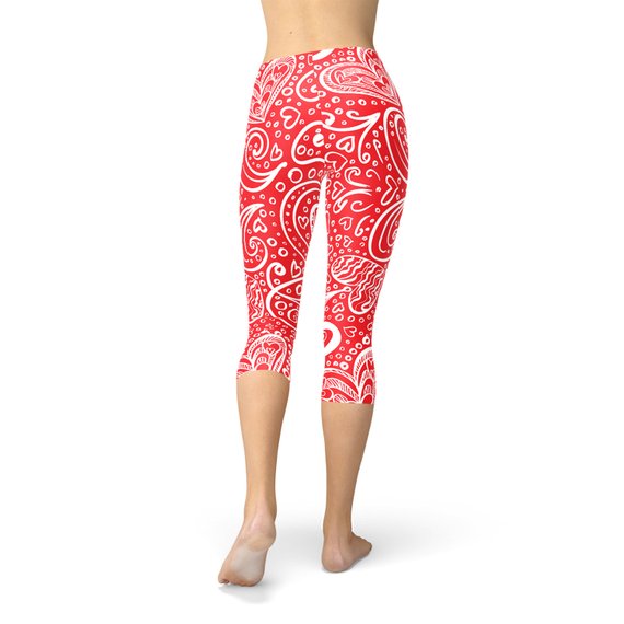 Abstract Floral Hearts Capri Leggings