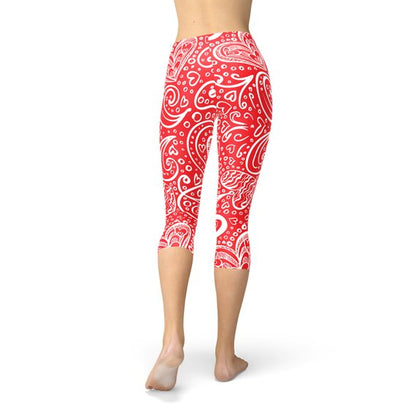 Abstract Floral Hearts Capri Leggings