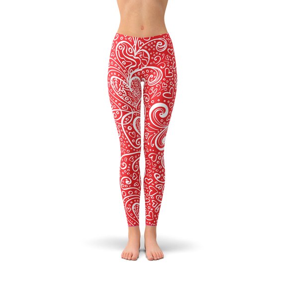 Abstract Floral Hearts Leggings