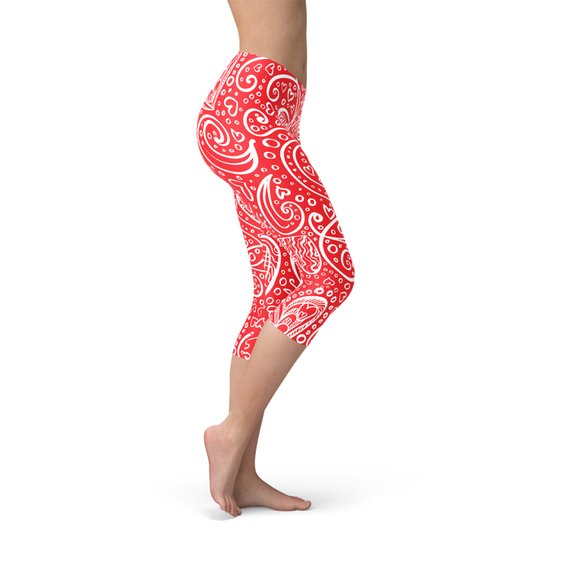 Abstract Floral Hearts Capri Leggings