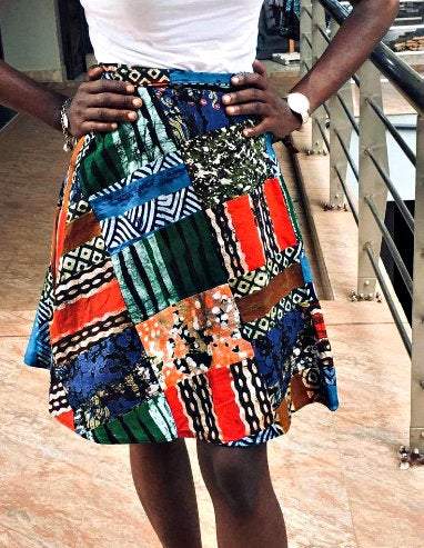 Vintage Batik Wrap Mini kitenge Skirt / African Round Skirt