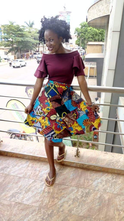 African Vintage kitenge wrap mini skirt