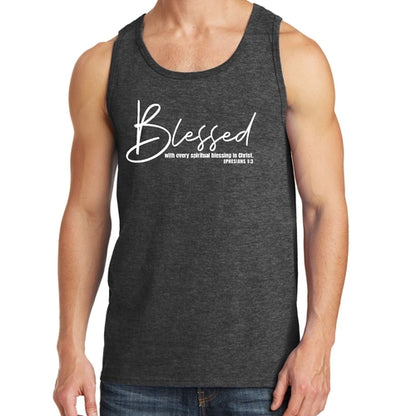 Mens Fitness Tank Top Graphic T-shirt Blessed with Every Spiritual