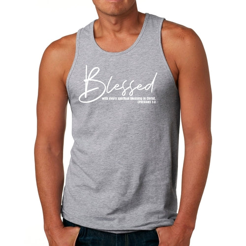 Mens Fitness Tank Top Graphic T-shirt Blessed with Every Spiritual