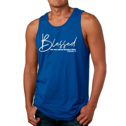 Mens Fitness Tank Top Graphic T-shirt Blessed with Every Spiritual