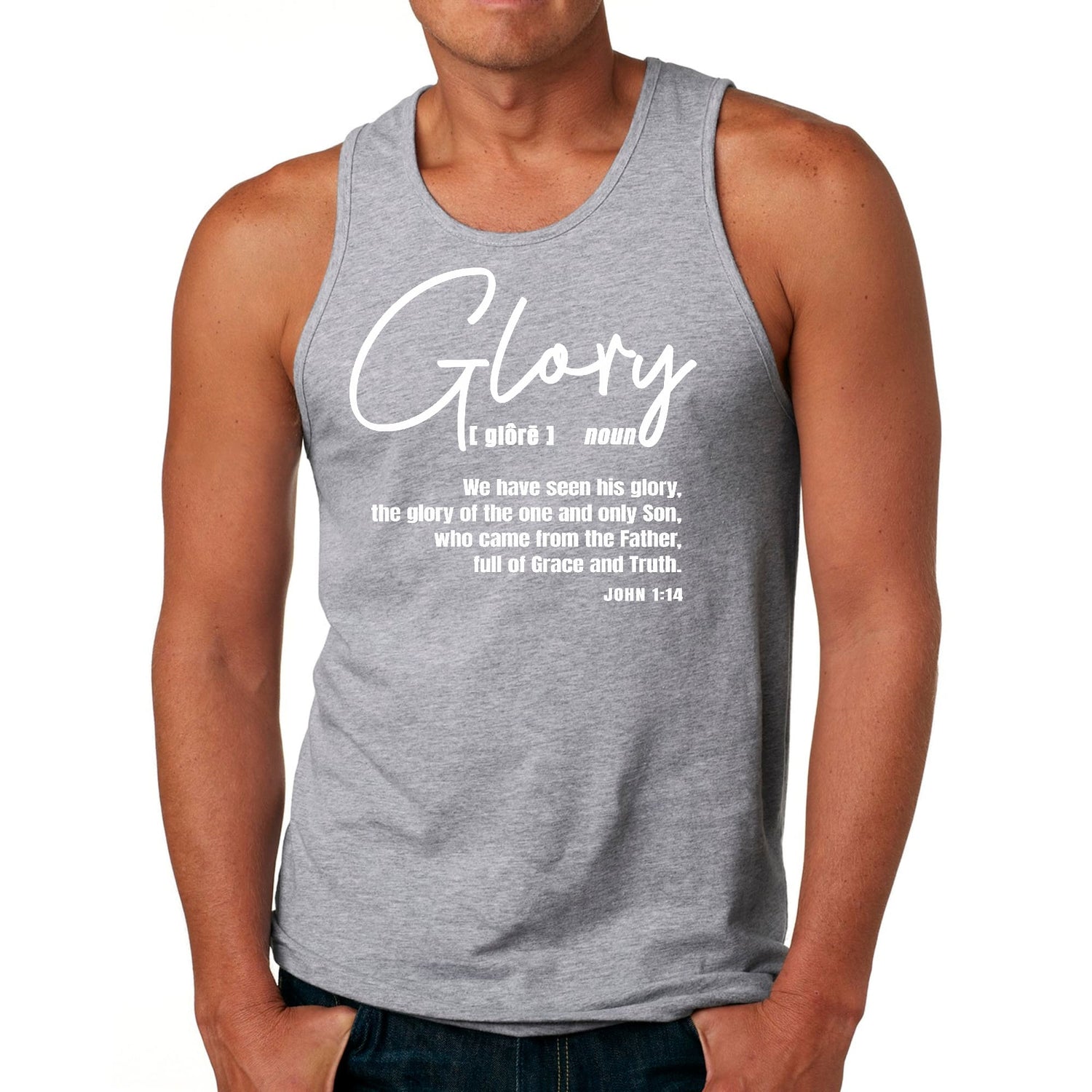 Mens Fitness Tank Top Graphic T-shirt Glory - Christian Inspiration