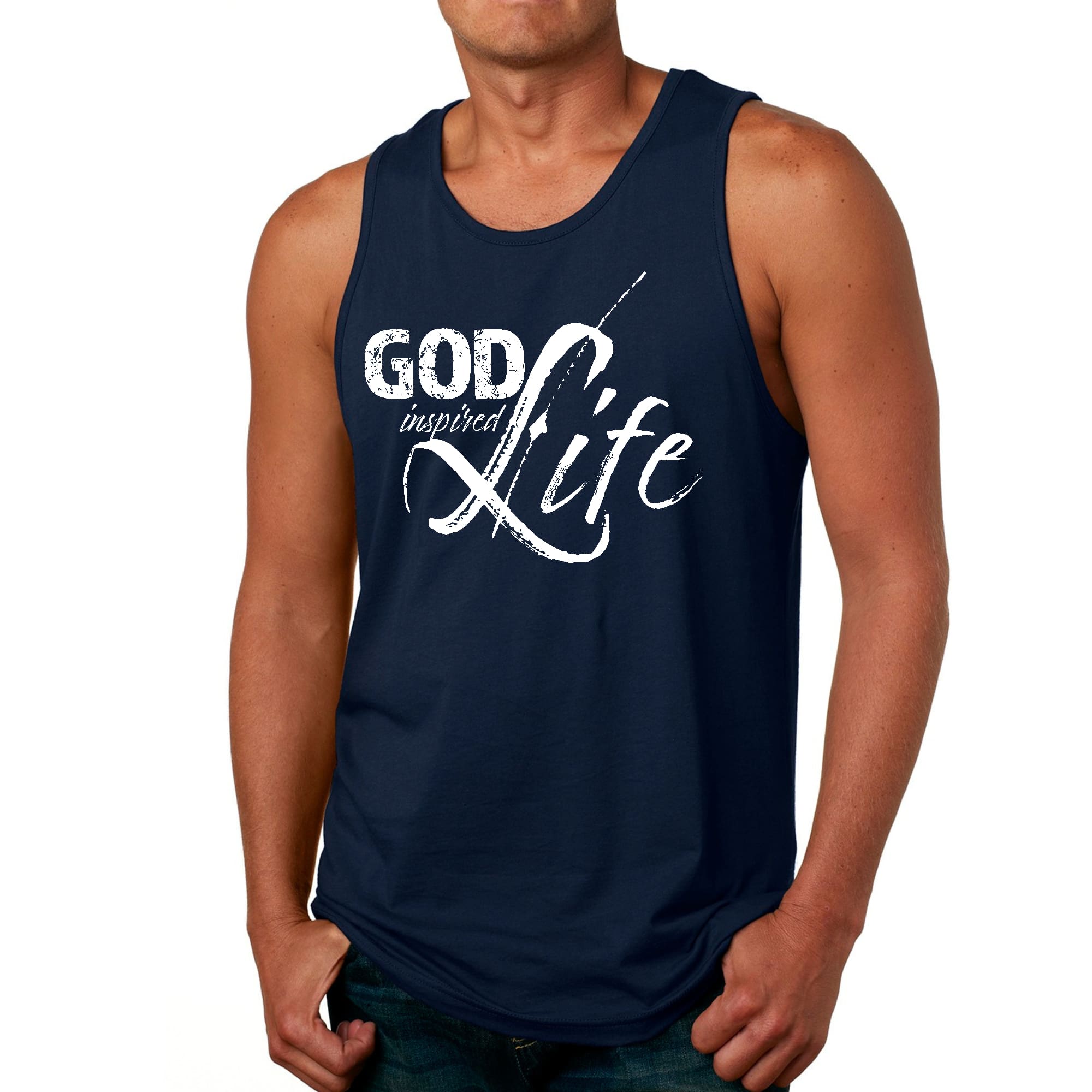 Mens Fitness Tank Top Graphic T-shirt God Inspired Life