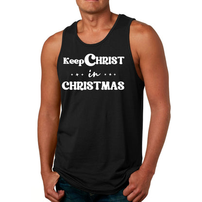 Mens Fitness Tank Top Graphic T-shirt Keep Christ in Christmas,