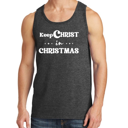 Mens Fitness Tank Top Graphic T-shirt Keep Christ in Christmas,