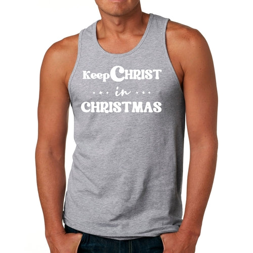 Mens Fitness Tank Top Graphic T-shirt Keep Christ in Christmas,