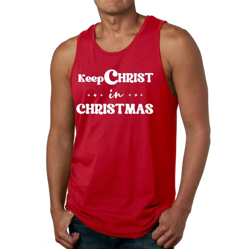 Mens Fitness Tank Top Graphic T-shirt Keep Christ in Christmas,