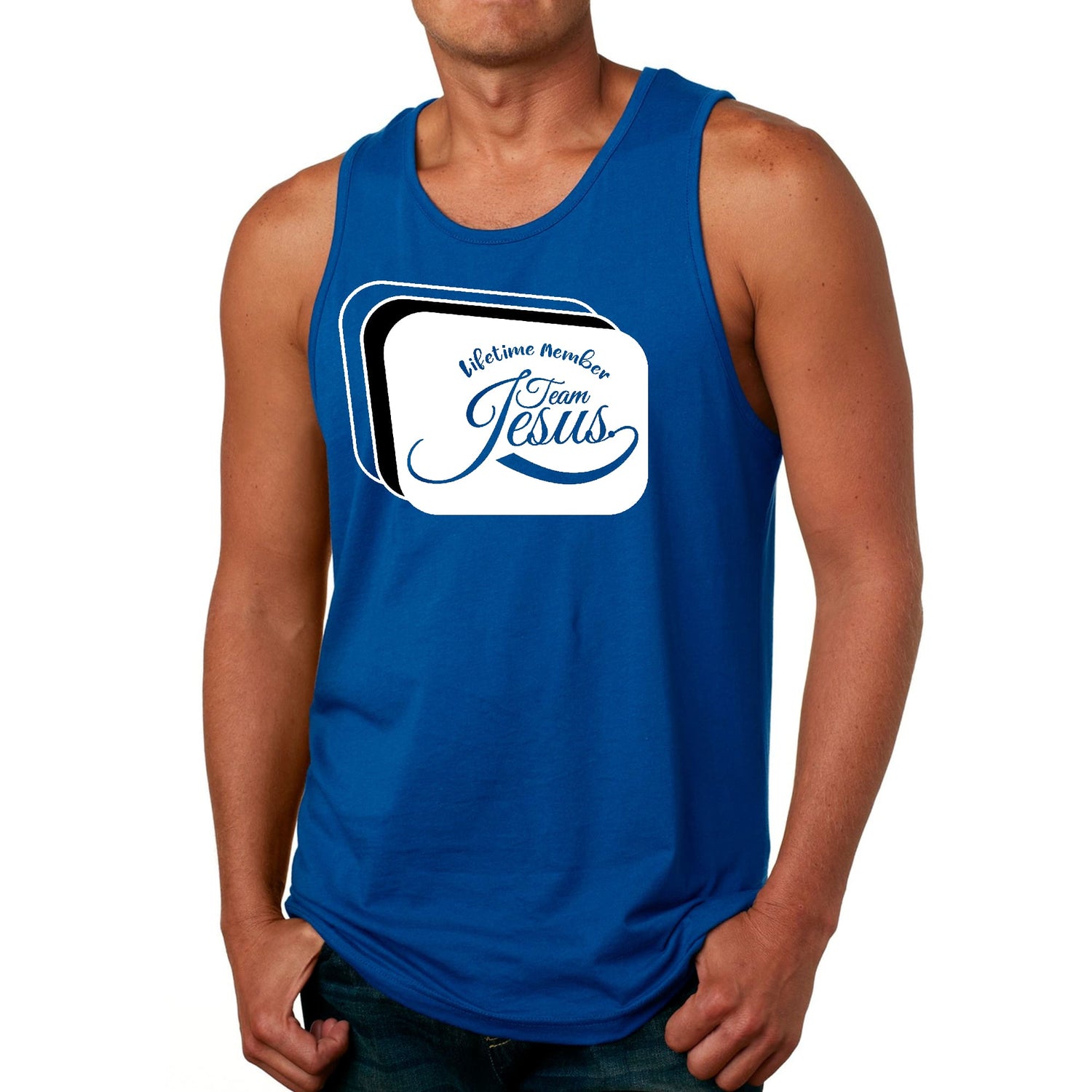 Mens Fitness Tank Top Graphic T-shirt Lifetime Member Team Jesus