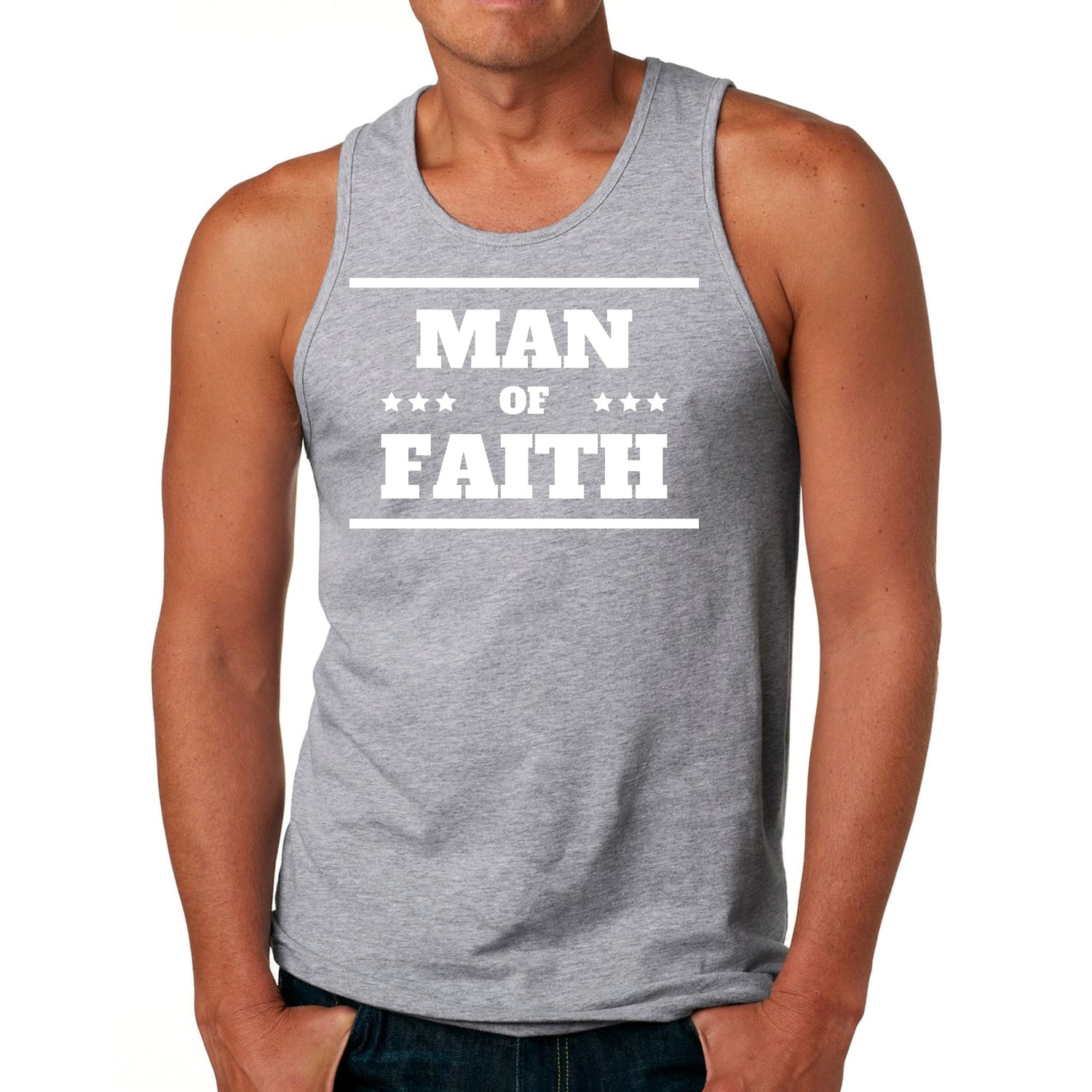 Mens Fitness Tank Top Graphic T-shirt Man of Faith