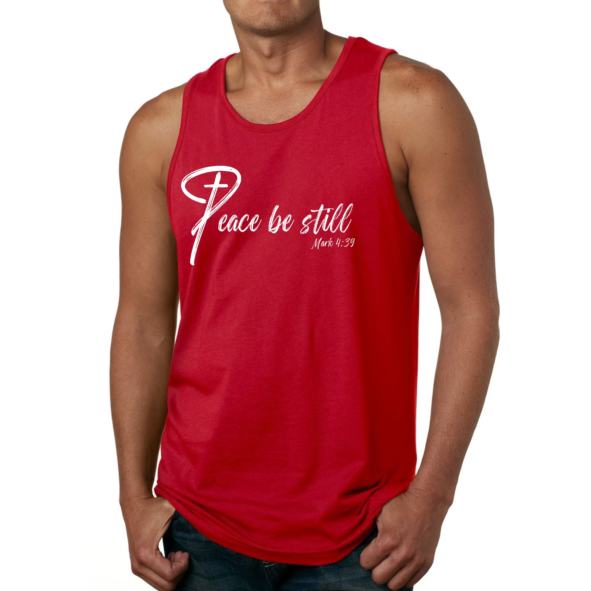 Mens Fitness Tank Top Graphic T-shirt Peace be Still