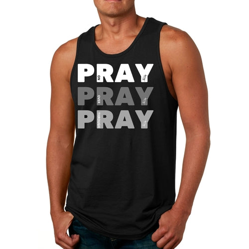 Mens Fitness Tank Top Graphic T-shirt Pray on it Over it Through