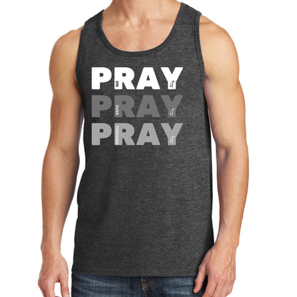 Mens Fitness Tank Top Graphic T-shirt Pray on it Over it Through