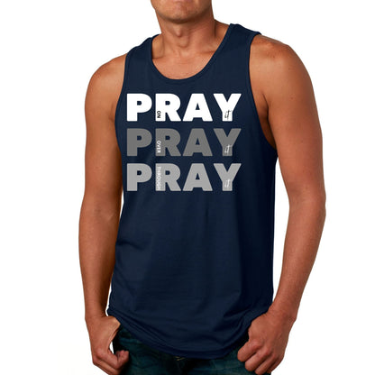 Mens Fitness Tank Top Graphic T-shirt Pray on it Over it Through