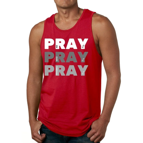 Mens Fitness Tank Top Graphic T-shirt Pray on it Over it Through