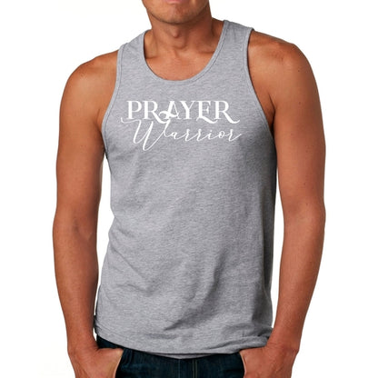 Mens Fitness Tank Top Graphic T-shirt Prayer Warrior Script Style