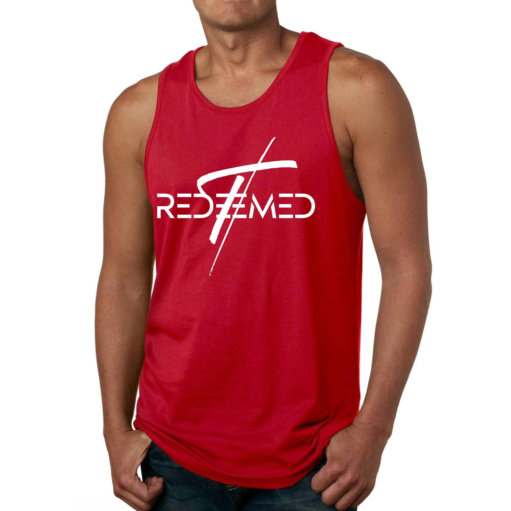 Mens Fitness Tank Top Graphic T-shirt Redeemed Cross