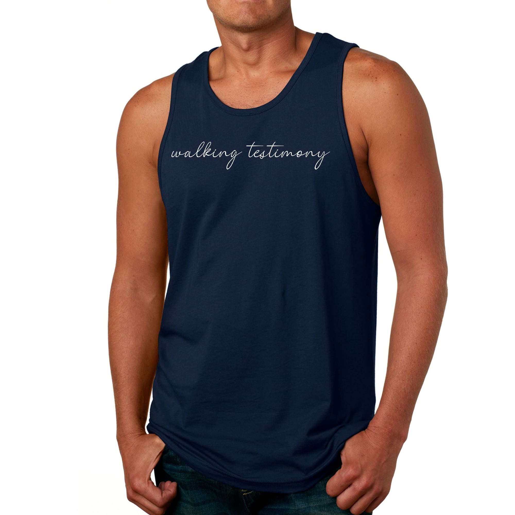 Mens Fitness Tank Top Graphic T-shirt Say it Soul, Walking Testimony