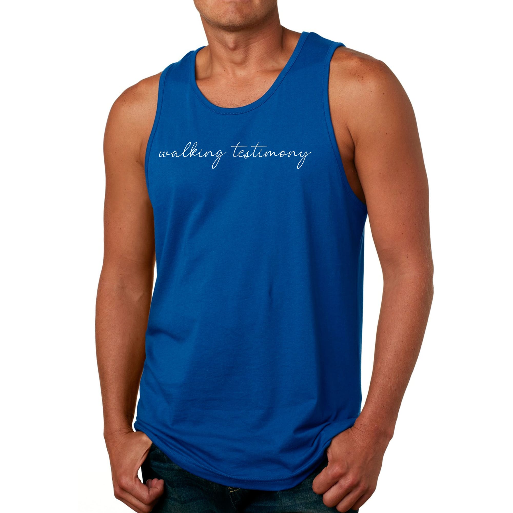 Mens Fitness Tank Top Graphic T-shirt Say it Soul, Walking Testimony