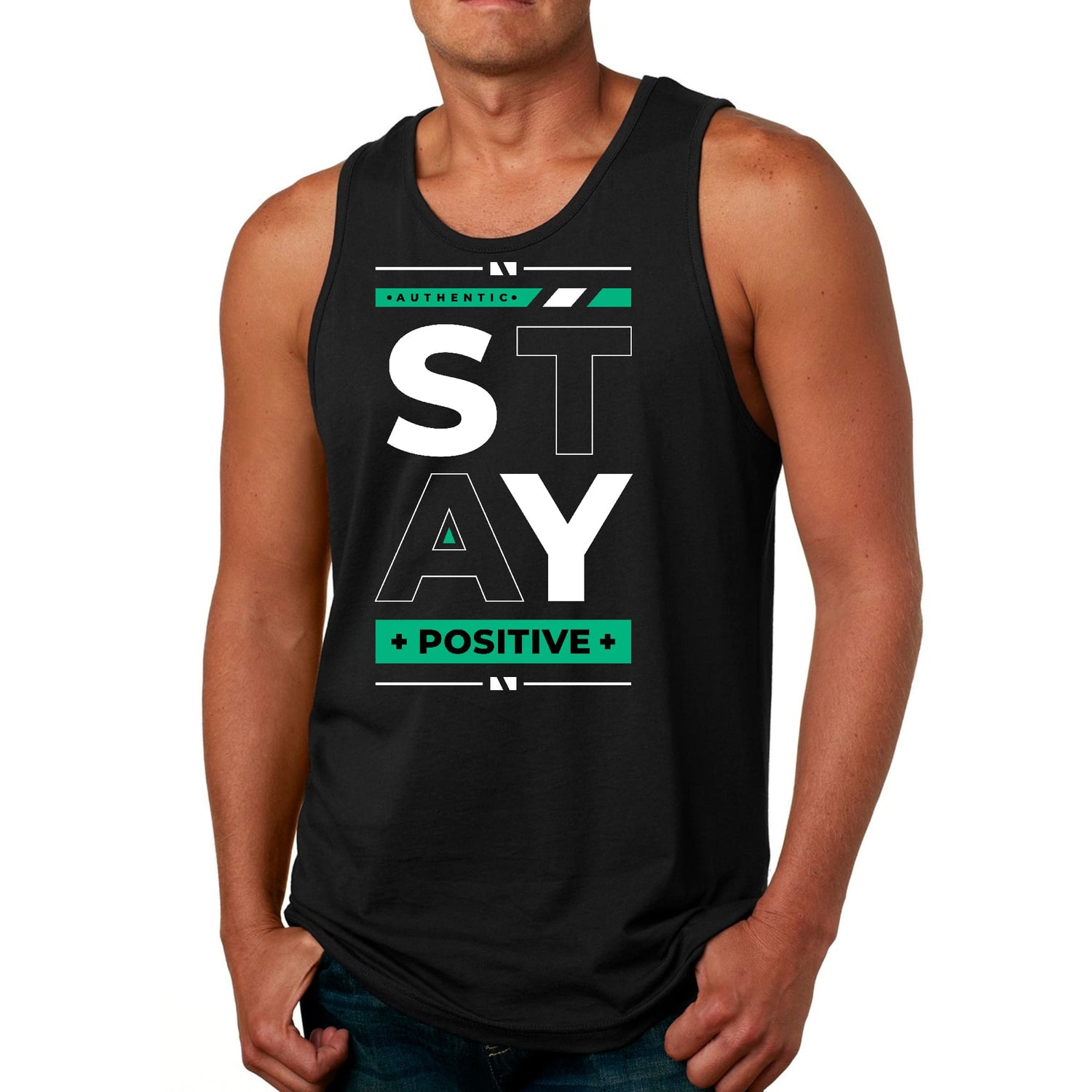 Mens Fitness Tank Top Graphic T-shirt Stay Positive