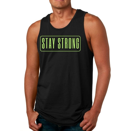 Mens Fitness Tank Top Graphic T-shirt Stay Strong Neon Print