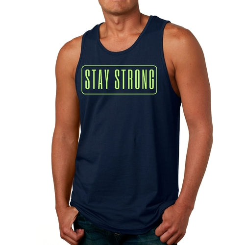 Mens Fitness Tank Top Graphic T-shirt Stay Strong Neon Print