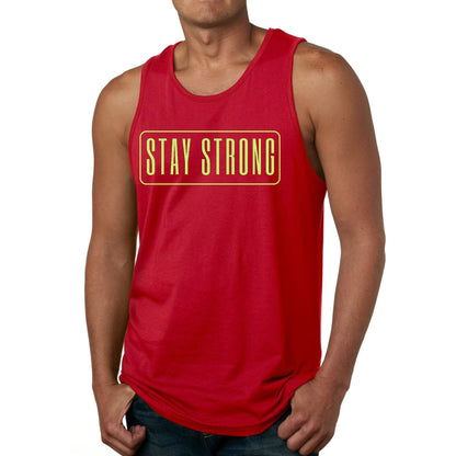 Mens Fitness Tank Top Graphic T-shirt Stay Strong Neon Print