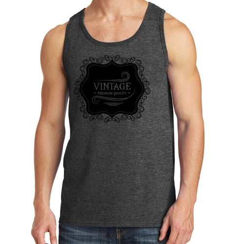 Mens Fitness Tank Top Graphic T-shirt Vintage Premium Quality Black