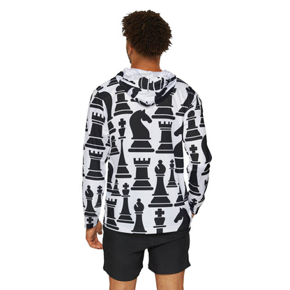 Mens Sports Performance Graphic Hoodie - Black and White Chess Print