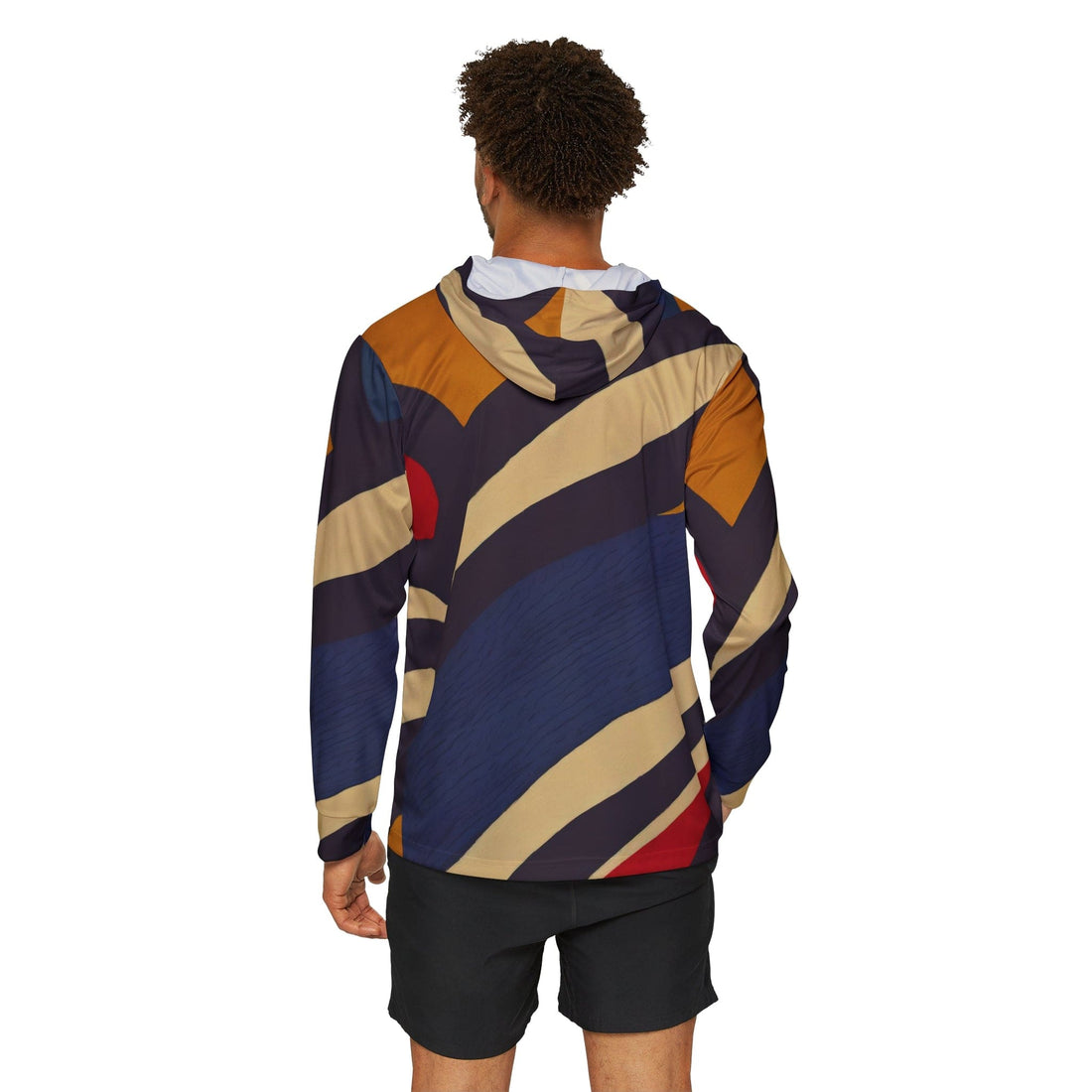 Mens Sports Performance Graphic Hoodie - Colorblock Print 29138