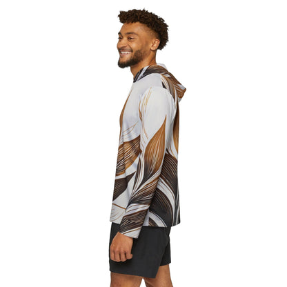 Mens Sports Performance Graphic Hoodie - Floral Brown Line Art Print